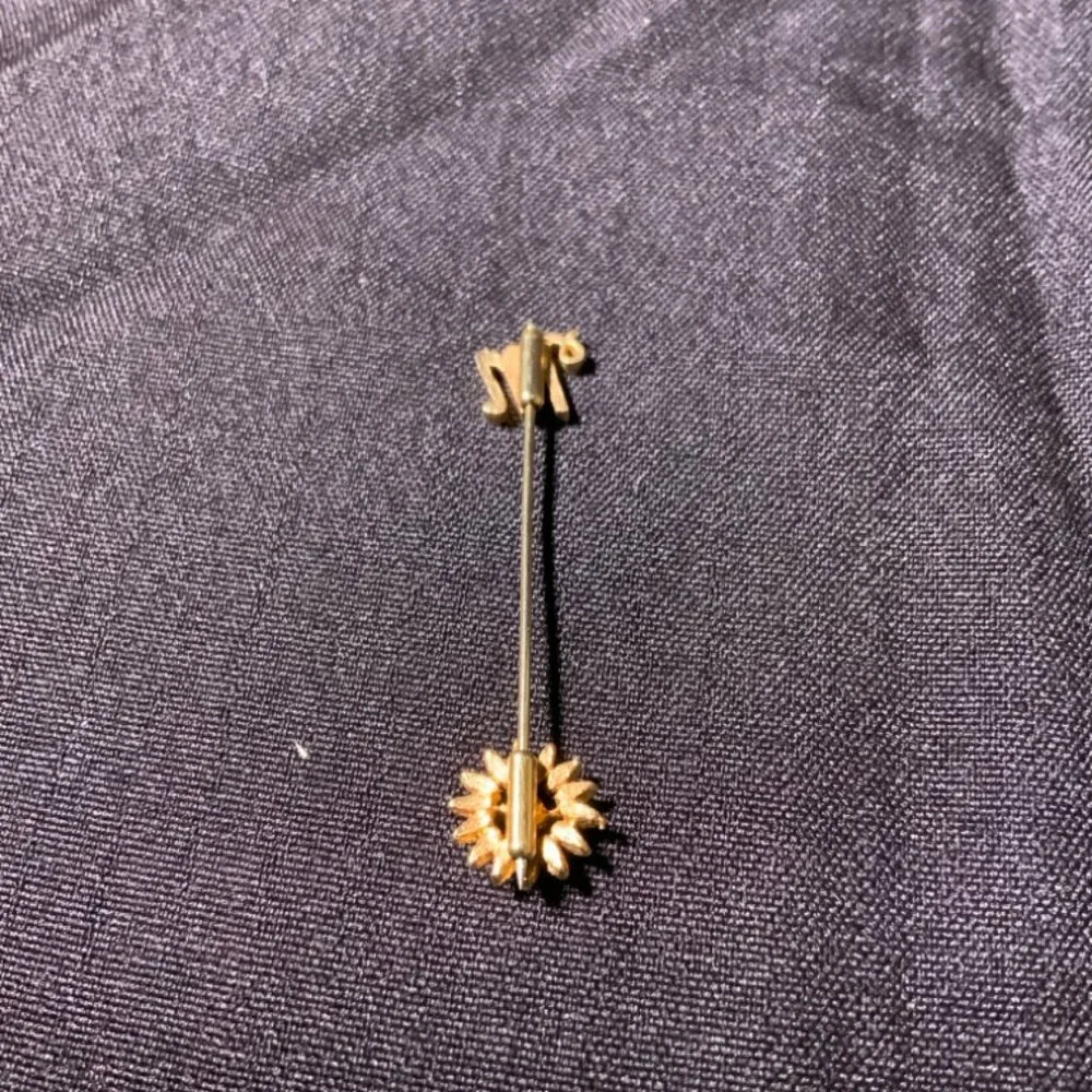 Vtg. Gold‎ Filled “M” and Sunflower Hatpin